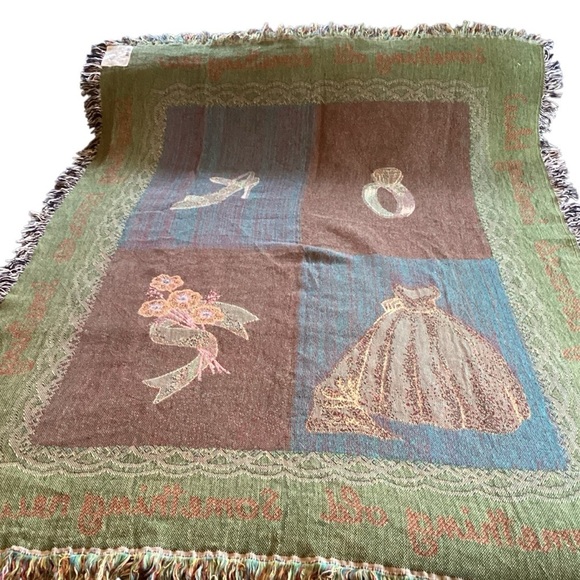 The Manual Woodworkers & Weavers TIE THE KNOT Wedding Tapestry Throw 51x68 NWT - Picture 8 of 11